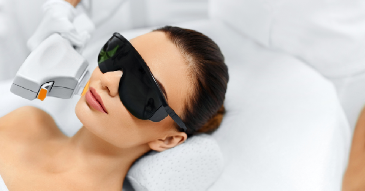 Woman receiving IPL Therapy treatment in Lisle, IL